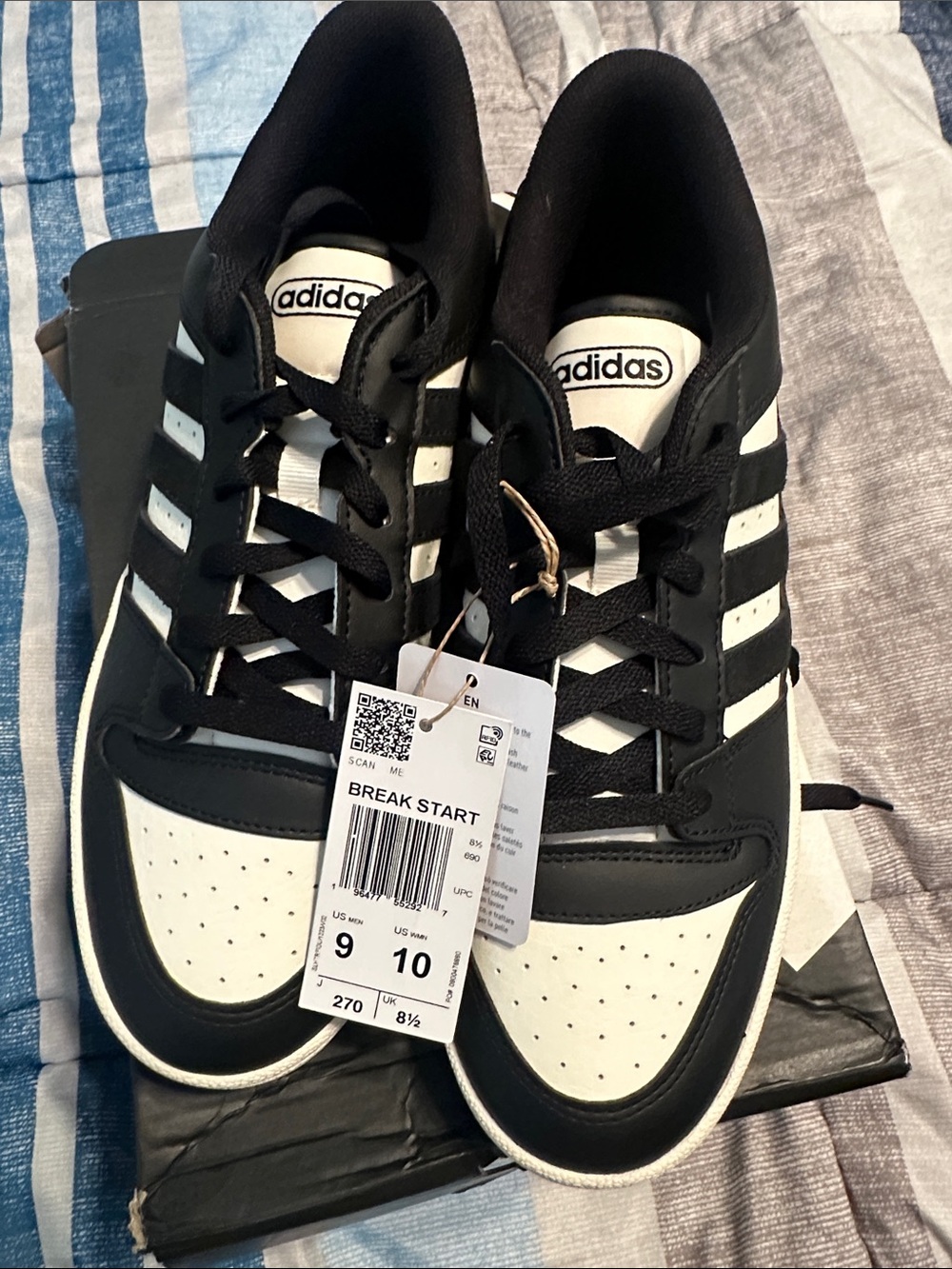 adidas Break Start Black and White Low-Top Sneakers